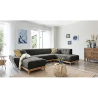 Miuform Dazzling Daisy - Canapé d'angle avec fonction lit et coffre de lit U-FORM DROITE - 330x190cm - Anthracite - Canapé-lit Canapé