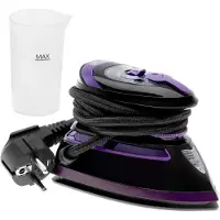 Adler Fer à repasser vapeur de voyage AD 5049, 420 W, 30 ml, semelle en céramique, vapeur/sec, noir/violet