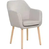 Beliani Chaise de salle à manger tapissée de velours taupe pieds en bois avec accoudoirs style classique cuisine salle à manger