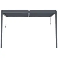 HABITAT ET JARDIN Pergola bioclimatique adossée avec led "Windsor" - 3 x 4 m - Anthracite