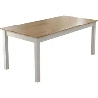 CALICOSY - Table à mangerReproduction bois et pieds blanc L180 cm - NORI