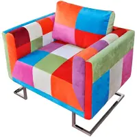 vidaXL Fauteuil cube avec design de patchwork Chrome Tissu