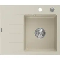Mexen Ben Evier en granit un bassin avec égouttoir à droite 600 x 500 mm, beige, siphon chromé - 6523605000-69