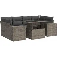 vidaXL Ensemble de salon de jardin 7 pièces avec coussins Gris Poly rotin