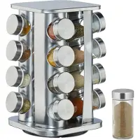 Merkloos porte-épices - avec 16 pots - 4 couches - acier inoxydable - rotatif - vertical - argenté
