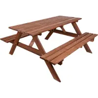 Rojaplast Ensemble de jardin en bois avec bancs pliants PIKNIK 180 cm teinté marron