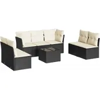 vidaXL Ensemble de jardin canapé 8 pièces avec coussins noir poly rotin