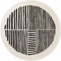 Hanse Home Tapis rond "Bounds" de Ted Baker, tissage plat, résistant aux intempéries, facile d'entretien, noir et blanc - diamètre 200 cm
