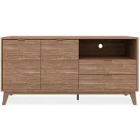 CALICOSY - Meuble TV 2 portes, 2 tiroirs et 1 nicheReproduction bois L140 cm - BUDAPEST