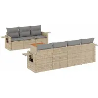 vidaXL Ensemble de jardin canapé 8 pièces avec coussins Beige Poly Rattan