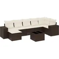 vidaXL Ensemble de jardin canapé 8 pièces avec coussins Marron Poly rotin