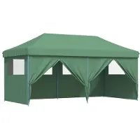 vidaXL Tente de réception pliable Pop-Up avec 4 panneaux latéraux vert