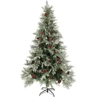 vidaXL Sapin de Noël avec pommes de pin Vert et blanc 195 cm PVC et PE
