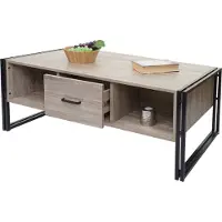 Mendler Table Basse Hwc-A27b, Table D'appoint, Structure 3d, 45x150x60cm Fsc-Certifié, Métal Aspect Chêne