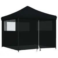 Syfax Tente de réception pliable escamotable 4 parois latérales noir