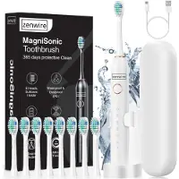 Zenwire Brosse à dents Sonic - Magnétique - Électrique - pour adultes - pour enfants - Blanche - MagniSonic 506 - 6 programmes de nettoyage
