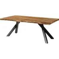 MASSIVMOEBEL24.DE MASSIVMOEBEL24 | Table à Manger en bois de Sheesham 180x90x76 naturel sablé / pieds en A anthracite matte FREEFORM 5