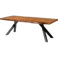 MASSIVMOEBEL24.DE MASSIVMOEBEL24 | Table à Manger en bois d'Acacia 200x100x76 naturel laqué / pieds en A anthracite matte FREEFORM 5
