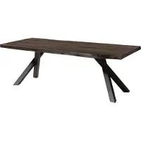 MASSIVMOEBEL24.DE MASSIVMOEBEL24 | Table à Manger en bois d'Acacia 200x100x76 gris laqué / pieds en A anthracite matte FREEFORM 5