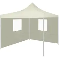 Prolenta Maison Exclusive - Tente pliante pour professionnels et fêtes, avec 2 parois latérales, dimensions 2x2 mètres, en acier, couleur crème
