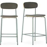 CALICOSY - Lot de 2 tabourets en similicuir avec pieds en métal H95 cm - TESS