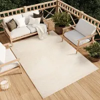 Tapiso Tapis Outdoor Indoor Salon Chambre Design Moderne Terrasse Balcon Crème 120 x 170 cm