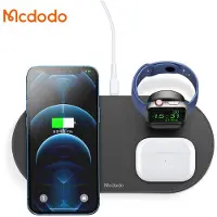 Mcdodo 3in1 Chargeur magnétique sans fil Station de charge compatible avec Smartphone, Watch, écouteurs TWS, noir