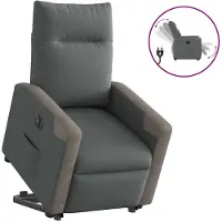 vidaXL Fauteuil relax avec releveur électrique Tissu gris foncé