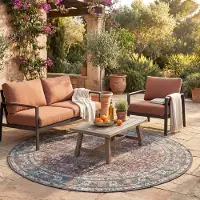 FRAAI Tapis d'intérieur et d'extérieur rond | kairo Medallion Bordeaux | Ø 230cm | Rouge | Rond | Tapis
