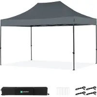 Vonroc Tente de réception pliante 3x4,5 m grise – tonnelle easy-up, étanche 3000 mm & UV 50+ |