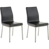 BellaFurn lot de 2 chaises de salle à manger en acier inoxydable - chaises design - assise confortable. Couleur : noir