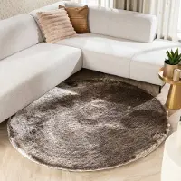 FRAAI Tapis rond à poils longs | Glorious Argent/Gris | Ø 240cm | Argent | Rond | Tapis