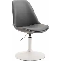 BellaFurn Chaise de salle à manger en similicuir - Chaise moderne - Réglable en hauteur & pivotant à 360° | Couleur : gris | Couleur de base : blanc