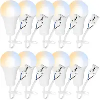 NCC-Licht Lampe de travail LED 10 x pour travaux de transformation et de rénovation, ampoule A60, 10 W, 1 100 lm, CCT 2 700 K/4 000 K/6 500 K, avec borne à enficher