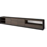 Skraut Home Meuble TV, Banc Télé, Grand espace de Rangement, 310x37x50cm, Pour les TV jusqu'à 80", Meubles de salon, Chêne foncé et Noir