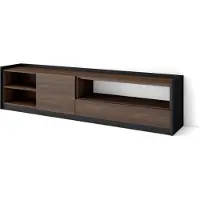 Skraut Home Meuble TV, Banc Télé, Grand espace de Rangement, 207x37x50cm, Pour les TV jusqu'à 80", Meubles de salon, Chêne foncé et Noir