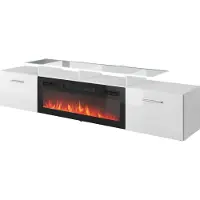 Sonstiges Armoire TV ROVA EF 190 cm BLANC BRILLANT avec cheminée électrique MDF de haute qualité Lowboard Table Sideboard Commode Hi-Fi Table TV Stand moderne brillant