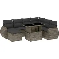 vidaXL Ensemble de jardin canapé 8 pièces avec coussins Gris Poly rotin