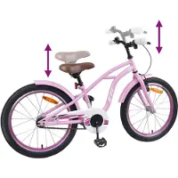 vidaXL Vélo enfant 18 pouces pour enfants de 5 à 7 ans Rose clair