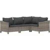 vidaXL Ensemble de salon de jardin 7 pièces avec coussins Gris Poly rotin