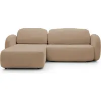 Domo DomoHome Canapé d'angle OLIO en L avec fonction de couchage 138x210cm caisse de lit et coussins de dos en vrac - Canapé-lit confortable pour le salon Autoportant Côté gauche 248x174x86cm CAPPUCINO