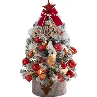 Youjia Mini-sapin de Noël avec guirlande lumineuse, sapin artificiel de 45 cm avec décorations suspendues, pour l'intérieur, la maison, la cheminée, décoration de Noël