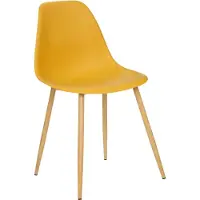 Atmosphera Chaise De Table Assise Jaune Ocre Et Pieds En Fer Façon Chêne
