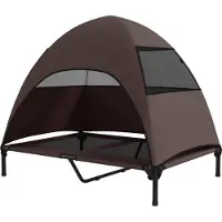 Youjia Lit pour chien d'extérieur avec toit, lit surélevé pour chiens de taille moyenne, 76 x 61 x 71 cm, marron, marron, 76,00 cm, 61,00 cm, 71,00 cm