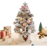 Youjia Mini-sapin de Noël avec guirlande lumineuse, sapin artificiel de 45 cm avec décorations suspendues, pour l'intérieur, la maison, la cheminée, décoration de Noël
