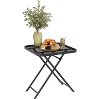 SUCCESS COURIER Table de jardin pliante 70 x 70 cm, en acier résistant aux intempéries avec motif ajouré, noir