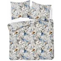 Detexpol Linge de lit, parure de lit en satin, 100 % coton, haute qualité, 200 x 220, 5775a, gris, motifs floraux