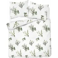 Detexpol Linge de lit, parure de lit en satin, 100 % coton, haute qualité, 200 x 220, 5801a Feuilles vertes