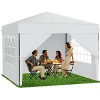 ACXIN Tente pop-up 2,5 x 2,5 m, montage rapide à un bouton, tente pliable pour fêtes et jardin, imperméable et résistante aux UV, avec 4 parois latérales, sac de transport inclus – Blanc