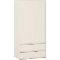 STIV Möbel | Armoire Cachemire 90x50x180 cm | 2 portes + 2 tiroirs | Design élégant et neutre
